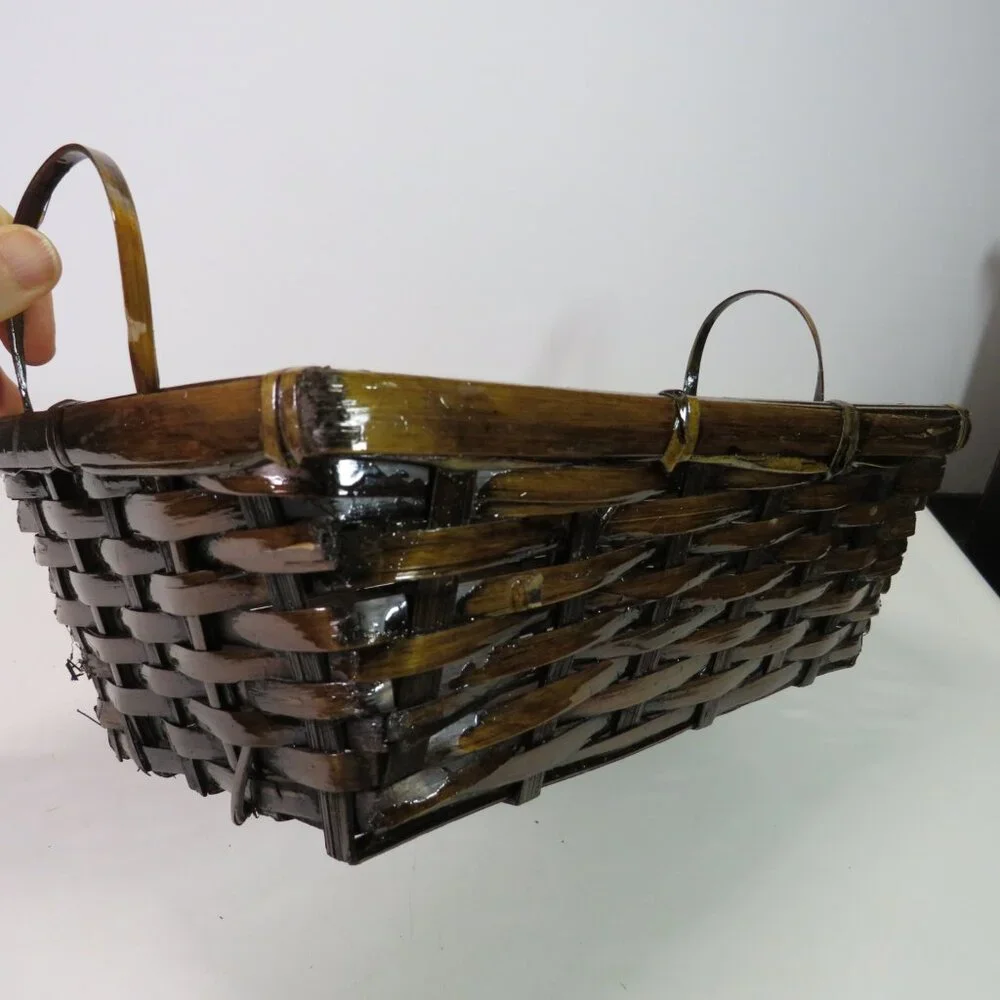 Dark bent wood basket with high gloss 11x7